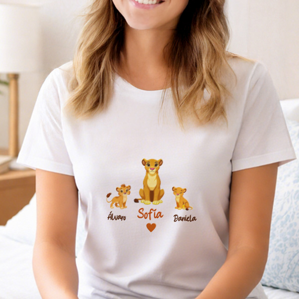 Pijama Mamá con Leoncitos y Nombres Personalizados
