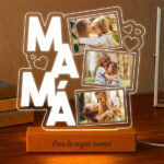 Miniatura de Lámpara para Mamá con Corazones y Tres Fotos personalizadas