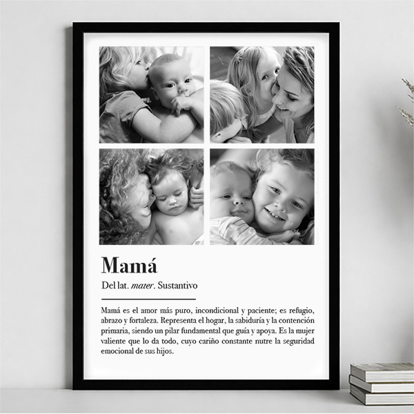 Póster Definición de Mamá en Blanco y Negro con Fotos Personalizadas