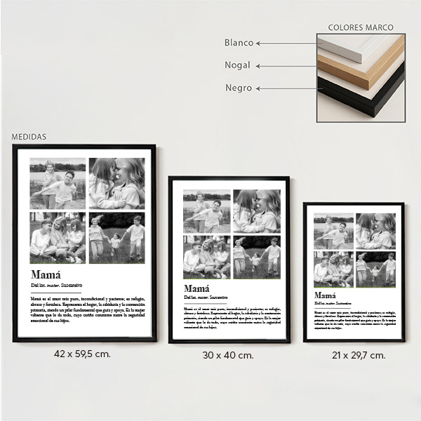 Póster Definición de Mamá en Blanco y Negro con Fotos Personalizadas