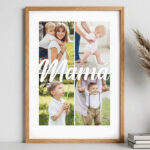 Póster Mamá con 4 Fotos personalizadas Miniatura de Póster Mamá con 4 Fotos personalizadas