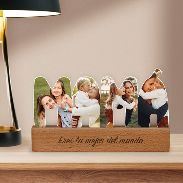 Placa Mamá con Base de Madera y Foto personalizada
