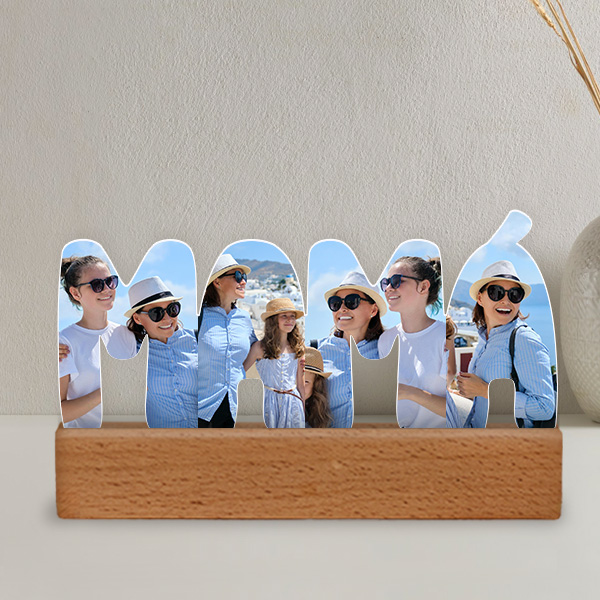 Placa Mamá con Base de Madera y Foto personalizada