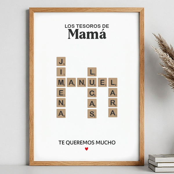 Póster Mamá Scrabble con Nombres personalizados