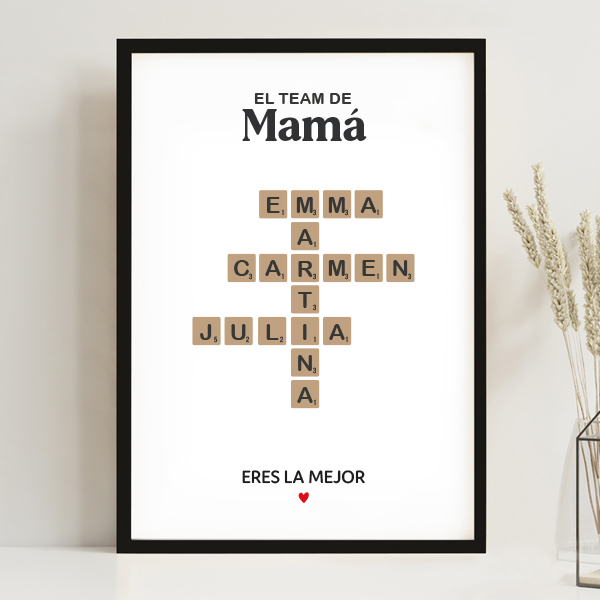 Póster Mamá Scrabble con Nombres personalizados
