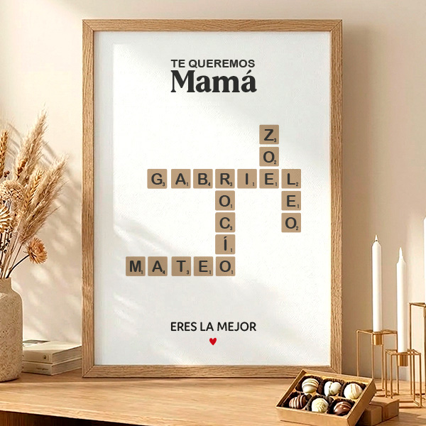 Póster Mamá Scrabble con Nombres personalizados