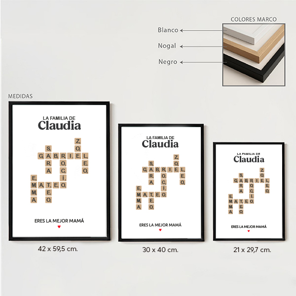 Póster Mamá Scrabble con Nombres personalizados
