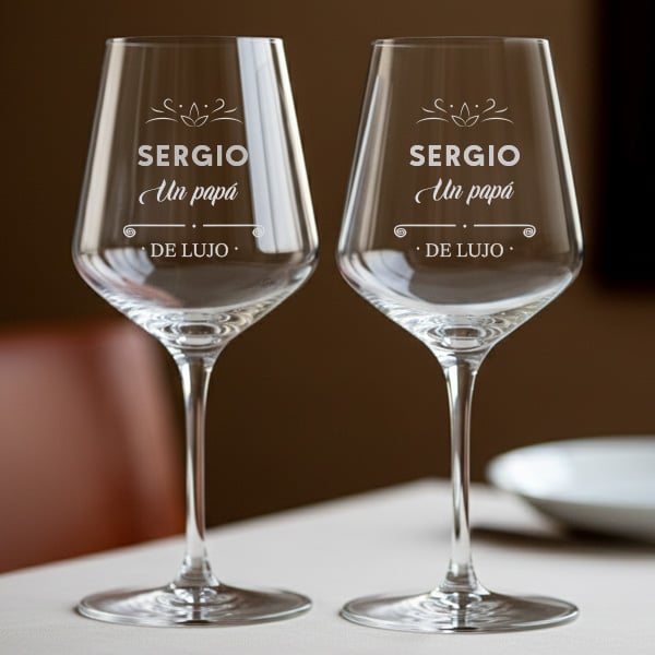 Copa de Vino para Papá con Nombre y Texto personalizado