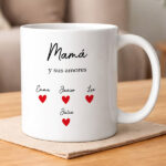 Miniatura de Taza con Texto, Corazones y Nombres personalizados