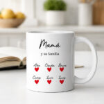 Miniatura de Taza con Texto, Corazones y Nombres personalizados