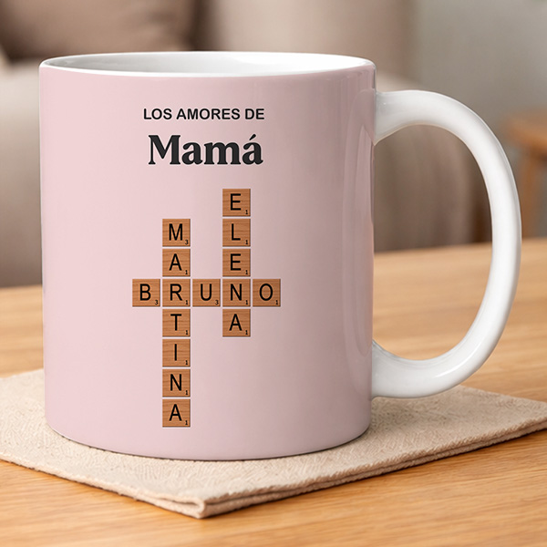 Taza con diseño Scrabble con Nombres personalizados Taza con diseño Scrabble con Nombres personalizados