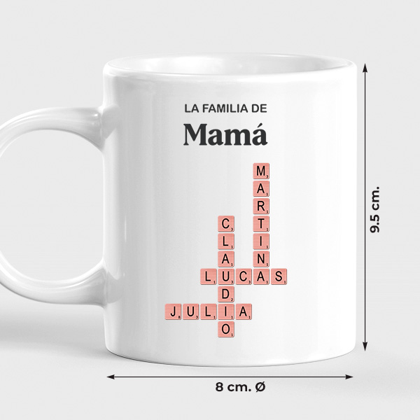 Taza con diseño Scrabble con Nombres personalizados