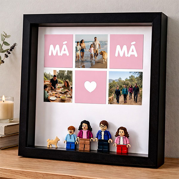 Cuadro con minifiguras para Mamá con Corazón y Fotos personalizadas