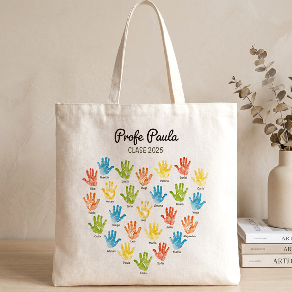 Tote Bag para Profes con Manos y Nombres personalizados
