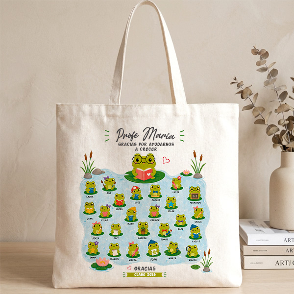Tote Bag para Profes con Ranitas y Nombres personalizados