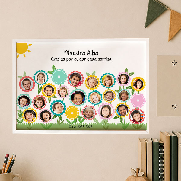 Póster para Profes de Flores con Fotos personalizadas