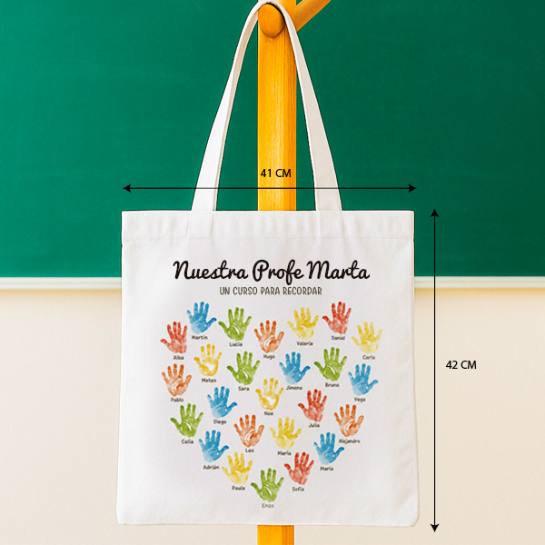 Tote Bag para Profes con Manos y Nombres personalizados