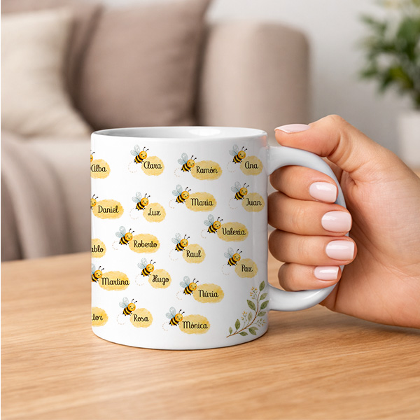 Taza para Profes con Abejitas y Nombres personalizados