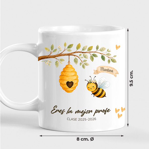 Taza para Profes con Abejitas y Nombres personalizados