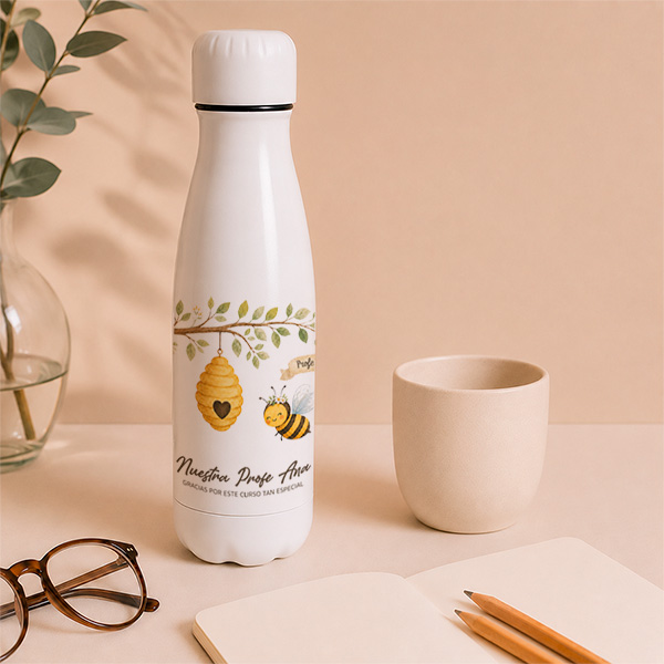 Botella para Profes con Abejitas y Nombres personalizados
