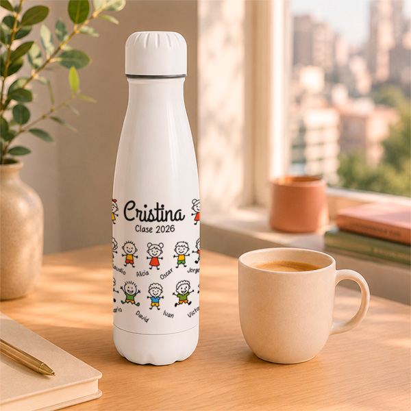 Botella para Profes con Muñequitos y Nombres personalizados