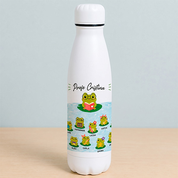 Botella para Profes con Ranitas y Nombres personalizados