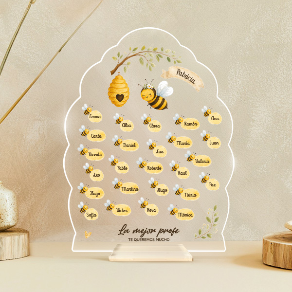 Placa para Profes con Abejitas y Nombres personalizados