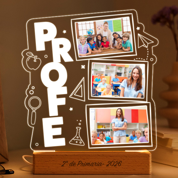 Lámpara para Profe con 3 Fotos personalizadas