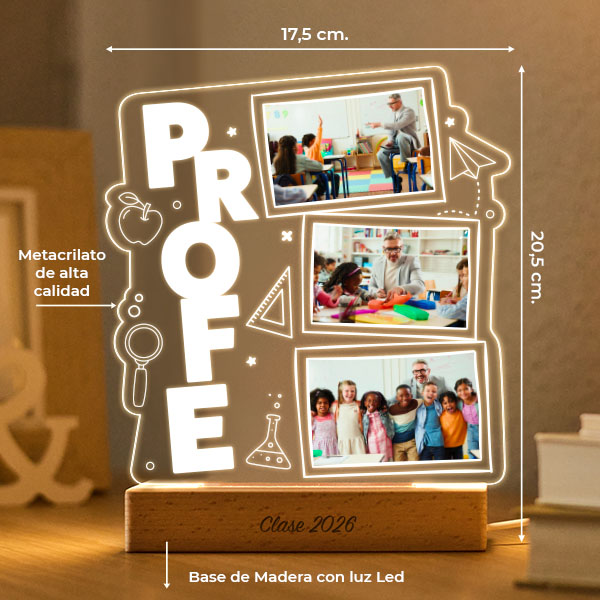 Lámpara para Profe con 3 Fotos personalizadas