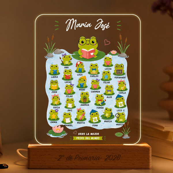 Lámpara para Profe con Ranitas y Nombres personalizados