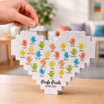 Miniatura de Puzle de Bloques Corazón con Manos y Nombres personalizados