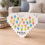Miniatura de Puzle de Bloques Corazón con Manos y Nombres personalizados