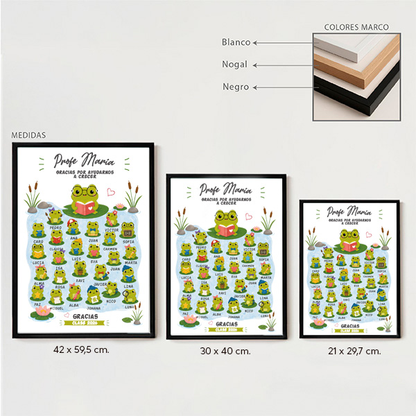 Póster para Profes con Ranitas y Nombres personalizados