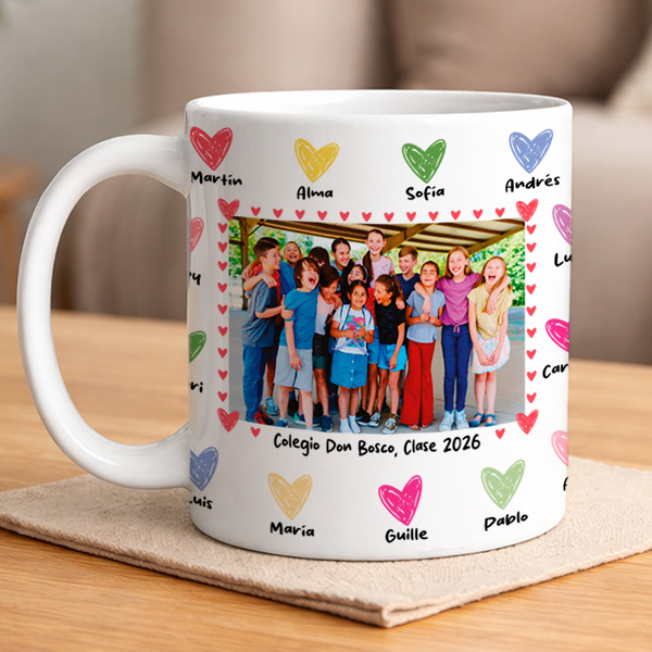 Taza para Profes con Corazones y Foto personalizada