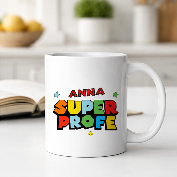 Taza Super Profe con Nombres personalizados