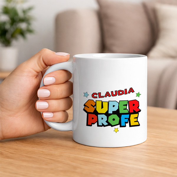 Taza Super Profe con Nombres personalizados