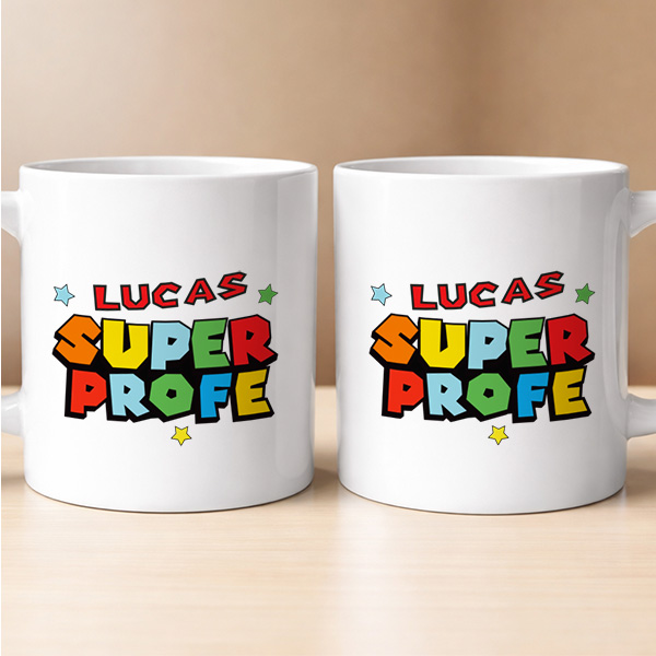 Taza Super Profe con Nombres personalizados
