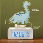 Miniatura de Reloj Despertador Dino con Luz y Nombre personalizado