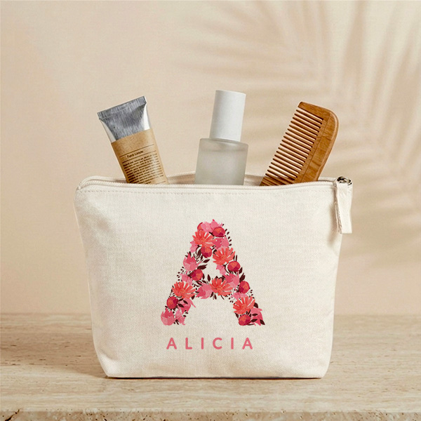 Neceser Inicial de Flores con Nombre personalizado