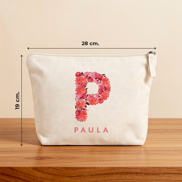 Neceser Inicial de Flores con Nombre personalizado