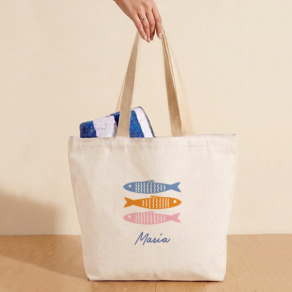 Tote Bag Peces de Colores con Nombre personalizado
