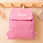 Miniatura de Mochila Saco Infantil Cuadros Rosas personalizada