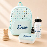 Miniatura de Pack Escolar Infantil Verde con Hojas y Nombre personalizado