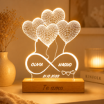 Miniatura de Lámpara Infinito Corazones con Nombres y Fecha personalizada