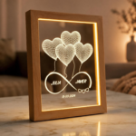 Miniatura de Lámpara Infinito Corazones con Nombres y Fecha personalizada